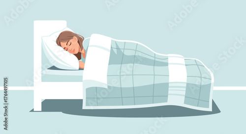 Young woman sleeping peacefully in a comfortable bed.