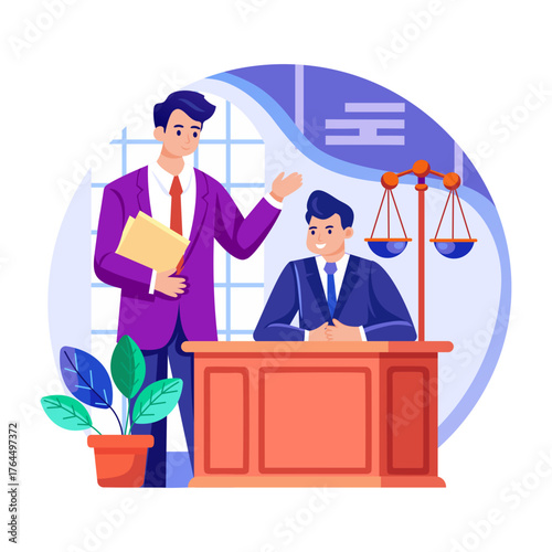 An illustration of an attorney designed in flat style