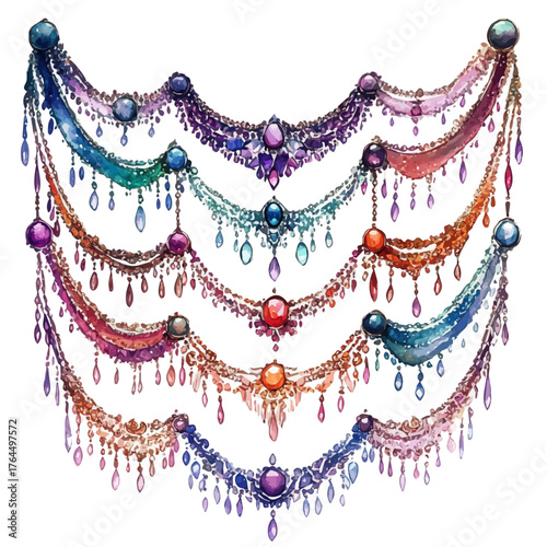 watercolor vector of Shoulder Chain, isolated on a white background.