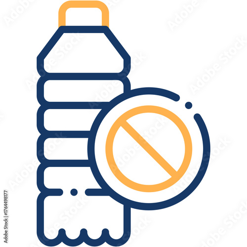 vector icon Bottle, No Plastic, Banned, Eco Friendly, Contamination, Pollution