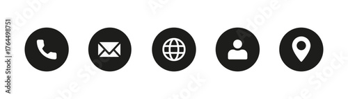 Web icon set - website icons vector. Contact symbols - phone, mail, globe, name and address.