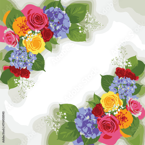 Beautiful Floral Arrangement of Roses and Hydrangeas
