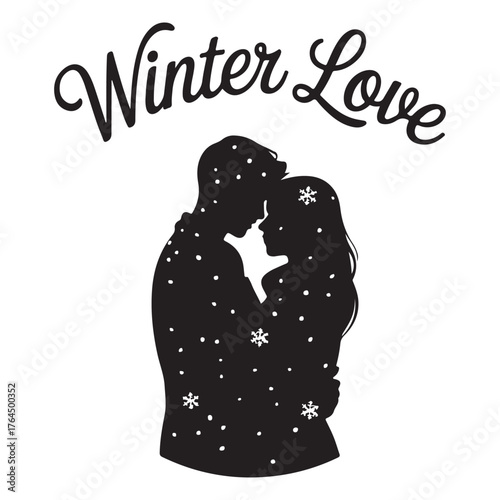 Winter Couple Silhouette Vector Illustration