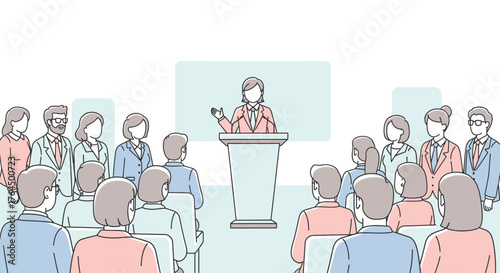 Woman Speaker Addressing Audience from Podium.