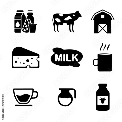 Dairy products icon set