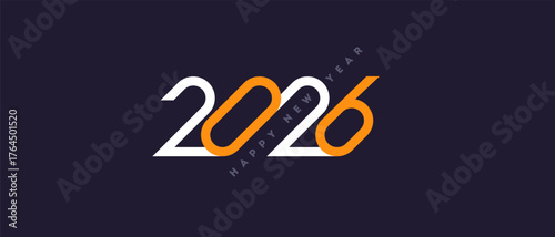 2026 new year logo. Greeting design with number of year. Vector illustration for greeting card, invitation, calendar, etc