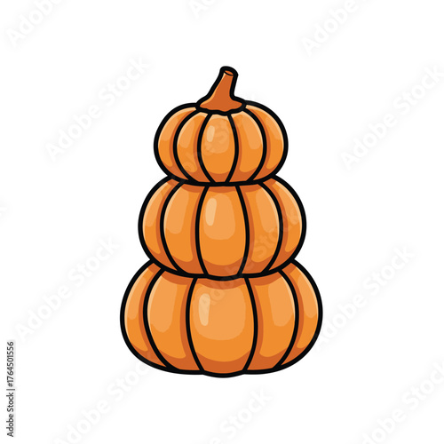 Outline Icon: Stack of Two Pumpkins for Simple Fall Decoration and Thanksgiving Graphic