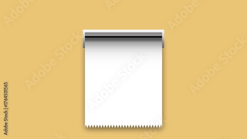 A printed receipt appears from the machine. An empty receipt template. 4k