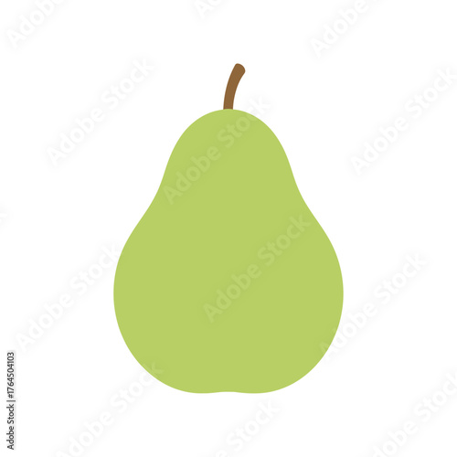 Simple green pear fruit illustration isolated on white background