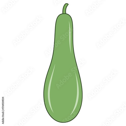 Simple cartoon illustration of a green pear shaped gourd on a white background