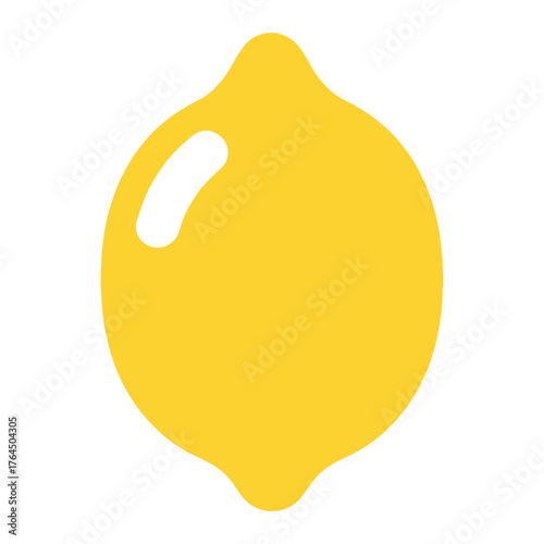 Bright yellow lemon fruit with a smooth texture and white background