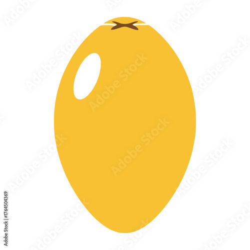 Bright yellow coconut fruit with a smooth texture and white mark