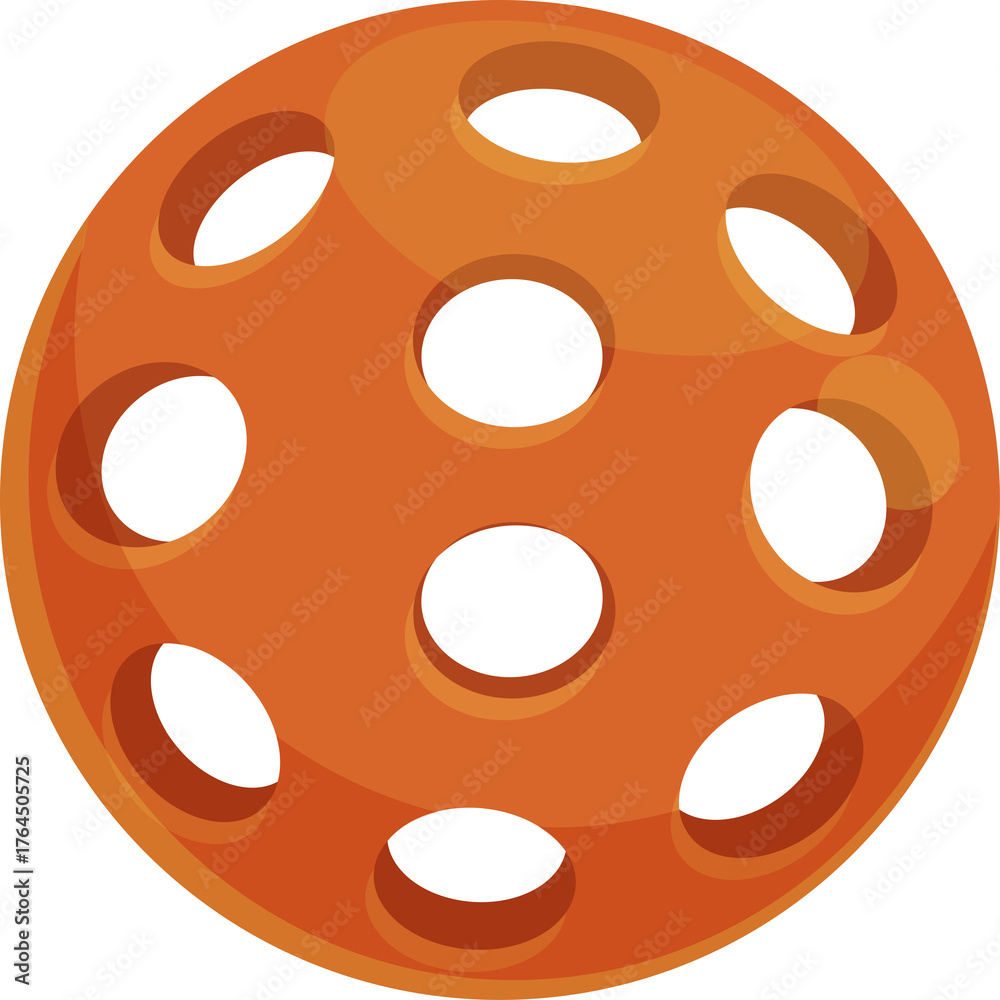 Fototapeta premium Orange Pickleball With Holes On A Transparent Background Vector Illustration