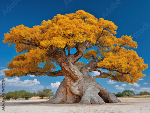 A majestic white oak tree (Quercus alba) in autumn image