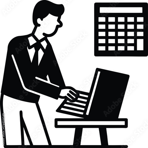 -accountant-working-on-spreadsheets-with-calculato.eps