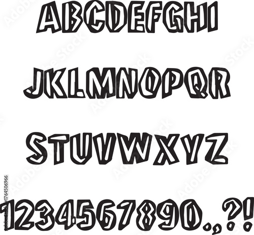 Chunky Jagged Lettering ABC Riot Punk Font Typeface Alphabet