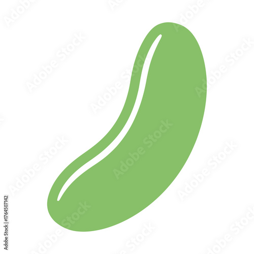 Simple green jelly bean shape isolated on white background