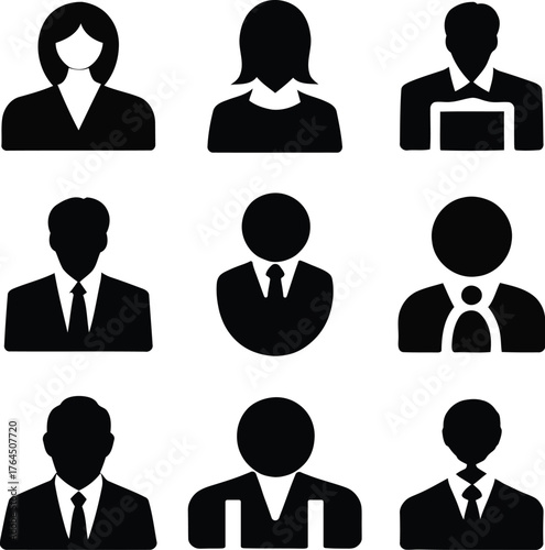 Diverse professional people silhouettes representing business team