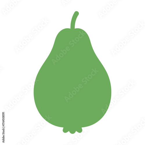 Simple green pear silhouette isolated on a white background