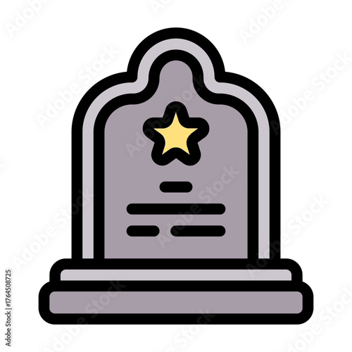 hero grave icon with flat line style
