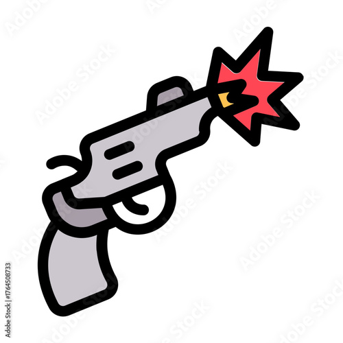 gun shots icon with flat line style