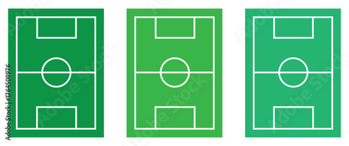 Football and Soccer Field Vector Illustration – Green and Outline Pitch Design, Stadium Layout, Match and League Scheme Icon SetWeb