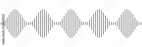 Continuous thin line sound wave icon. One line art audio symbol, single outline soundwave. Colorful Digital Audio Spectrum Analyzer or Equalizer with Sound Waves. Concept of Music, Voice, Radio and So