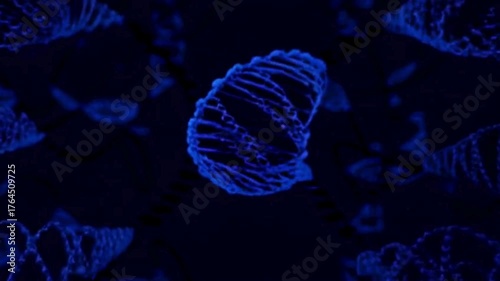  Animated DNA Structure in Deep Blue | Genetic Code Visualization for Science | 3D Biotechnology Concept with Floating Helix