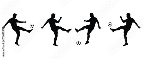Two Soccer Players Contesting for Ball – Dynamic Black Silhouette Illustration"