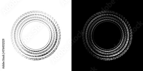 Dynamic abstract spiral sound wave rhythm lines. Circular spiral sound wave rhythm of lines. Circular futuristic abstract lines, black and white background.