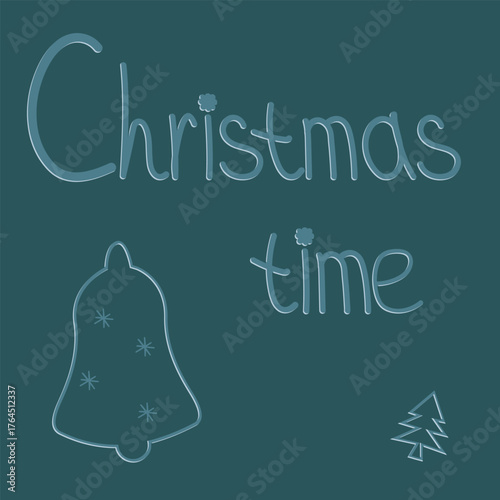 Christmas card in green with a bell