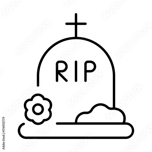 gravestone icon with thin style