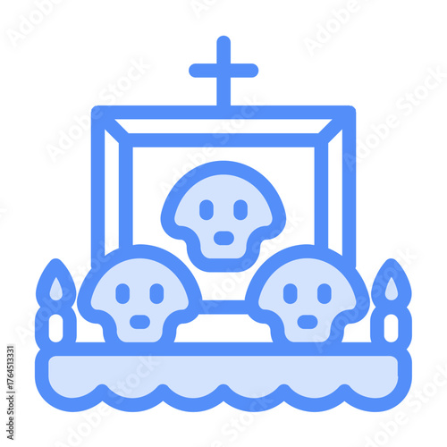 cranium icon with lineal color style