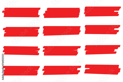 Set of hand drawn marker line vector illustration design element, grunge strokes, doodle lines underline scribble	