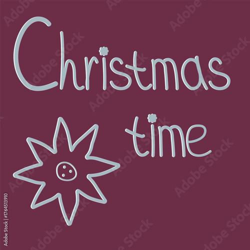 Christmas card in red with a Christmas flower