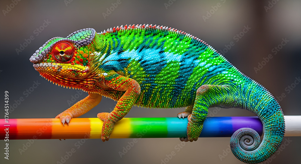 Obraz premium Chameleon, Colourful, Multicolor, Animal