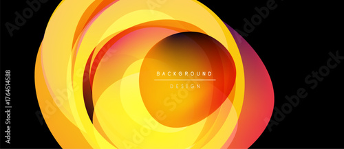 Abstract vibrant design. Concentric layers create swirling effect, warm colors dominate, text reads background design. Modern aesthetic.