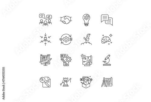 Line art simple icon set for web and applications vector