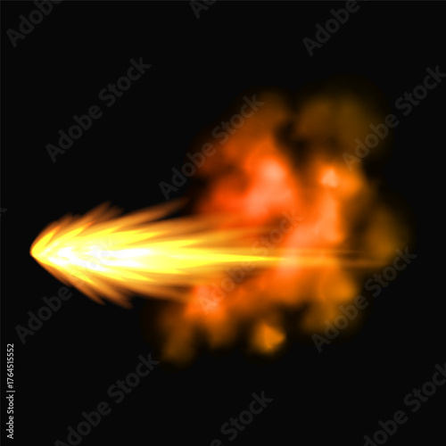 Gun flashe or gunshot animation. Fire explosion effect during the shot with the gun. Cartoon flash effect of bullet start. Shotgun fire, muzzle flash and explode