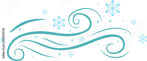 Winter Wind and Snowflakes Illustration