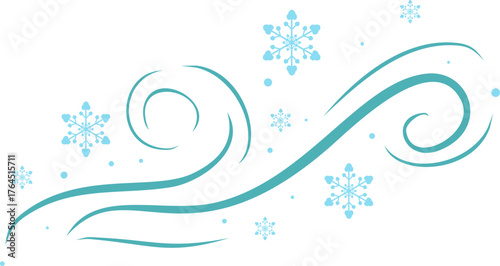 Winter Wind and Snowflakes Illustration