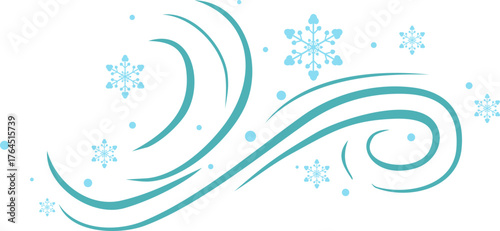 Winter Wind and Snowflakes Illustration