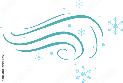 Winter Wind and Snowflakes Illustration