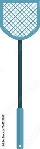 Plastic fly swatter with a long handle is used to kill flies and other insects