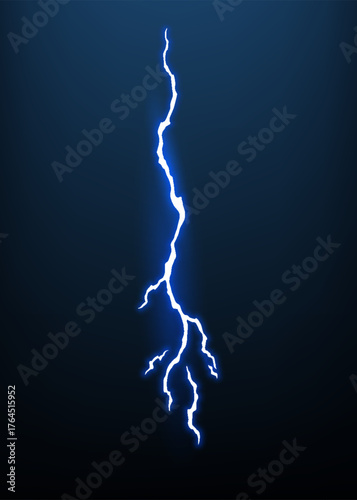 Lightning animation with sparks. Electricity thunderbolt danger, light electric powerful thunder. Bright energy effect, Vector illustration