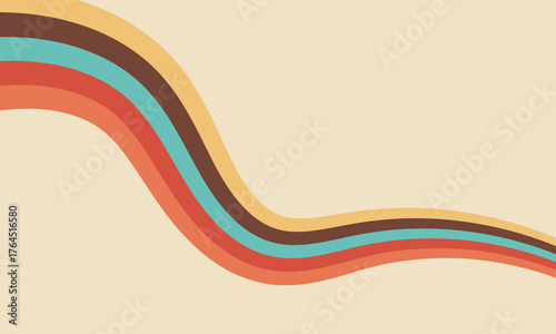 Retro rainbow wave background. Vintage lines pattern. Music art poster