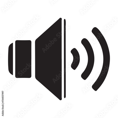 Black speaker icon with sound waves indicating volume