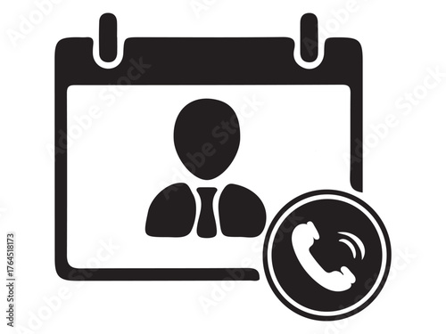 Calendar icon with person silhouette and phone symbol for appointments and contacts