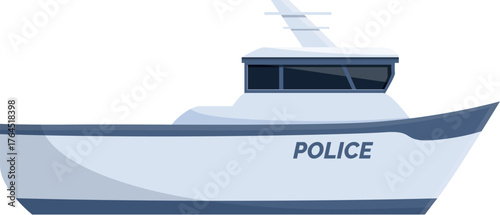 Modern police boat patrolling coastal waters, ensuring safety, security, and law enforcement at sea