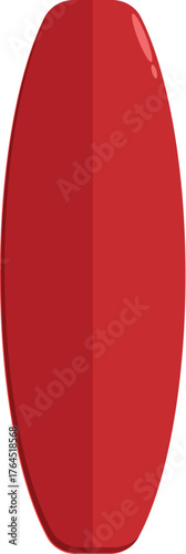 Red surfboard isolated on white background, perfect for representing surfing, summer sports, and beach activities